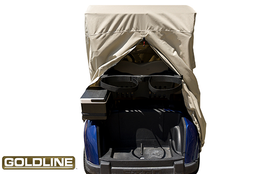 Full height rear zipper for easy installation and access to rear of cart while covered.